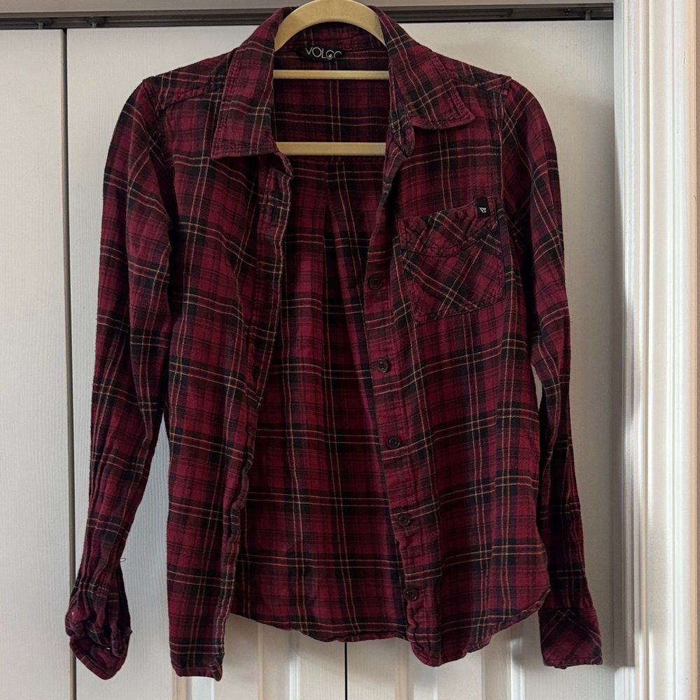 Volcom Burgundy Plaid Flannel